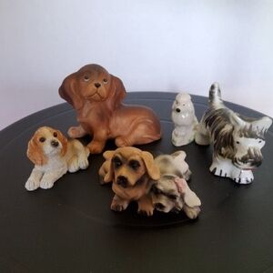 Assorted Dog Figurines Set - Brown, White, Gray